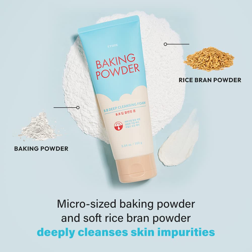 Etude Baking Powder B.B Deep Cleansing Foam, 5.4 Fl.Oz.(160Ml) (21Ad) | Perfect Cleansing And Peeling, Removes Pore Waste And De