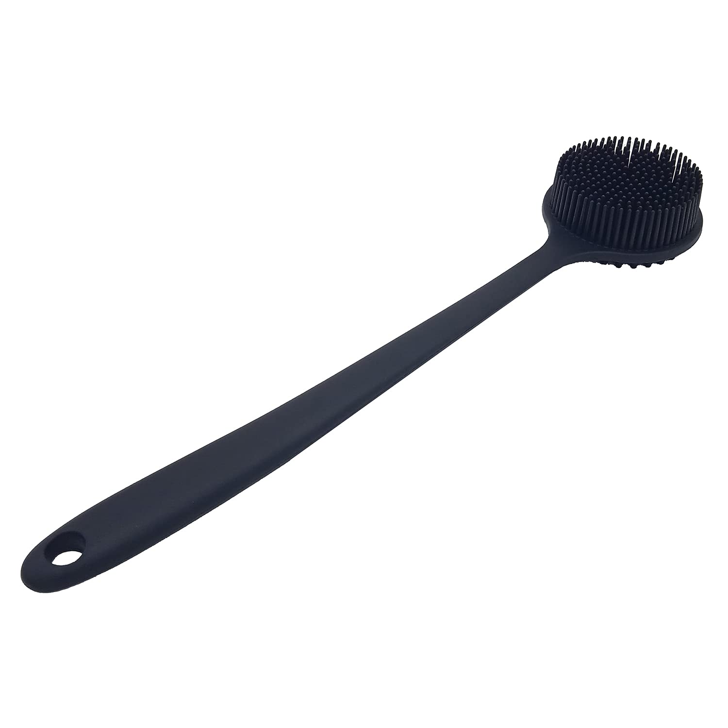 Dnc Back Scrubber For Shower Soft Silicone Bath Body Brush With Long Handle, Bpa-Free, Hypoallergenic (Black)