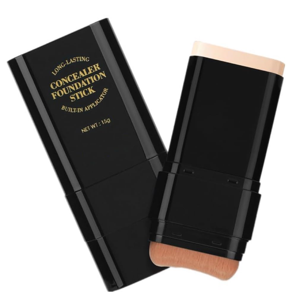 2 In 1 Foundation Stick With Brush?Full Coverage??Long Lasting??Lightweight?Concealer Stick, 05 DEEP WHEAT COLOR