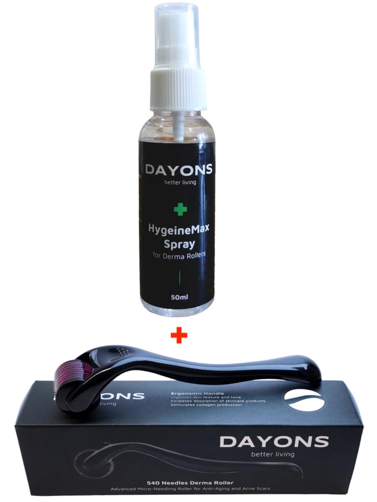 Dayons 0.5Mm Derma Roller Kit - Microneedling Tool For Face, Beard, Hair Regrowth & Skin Care - Includes Cleanser & Storage Case