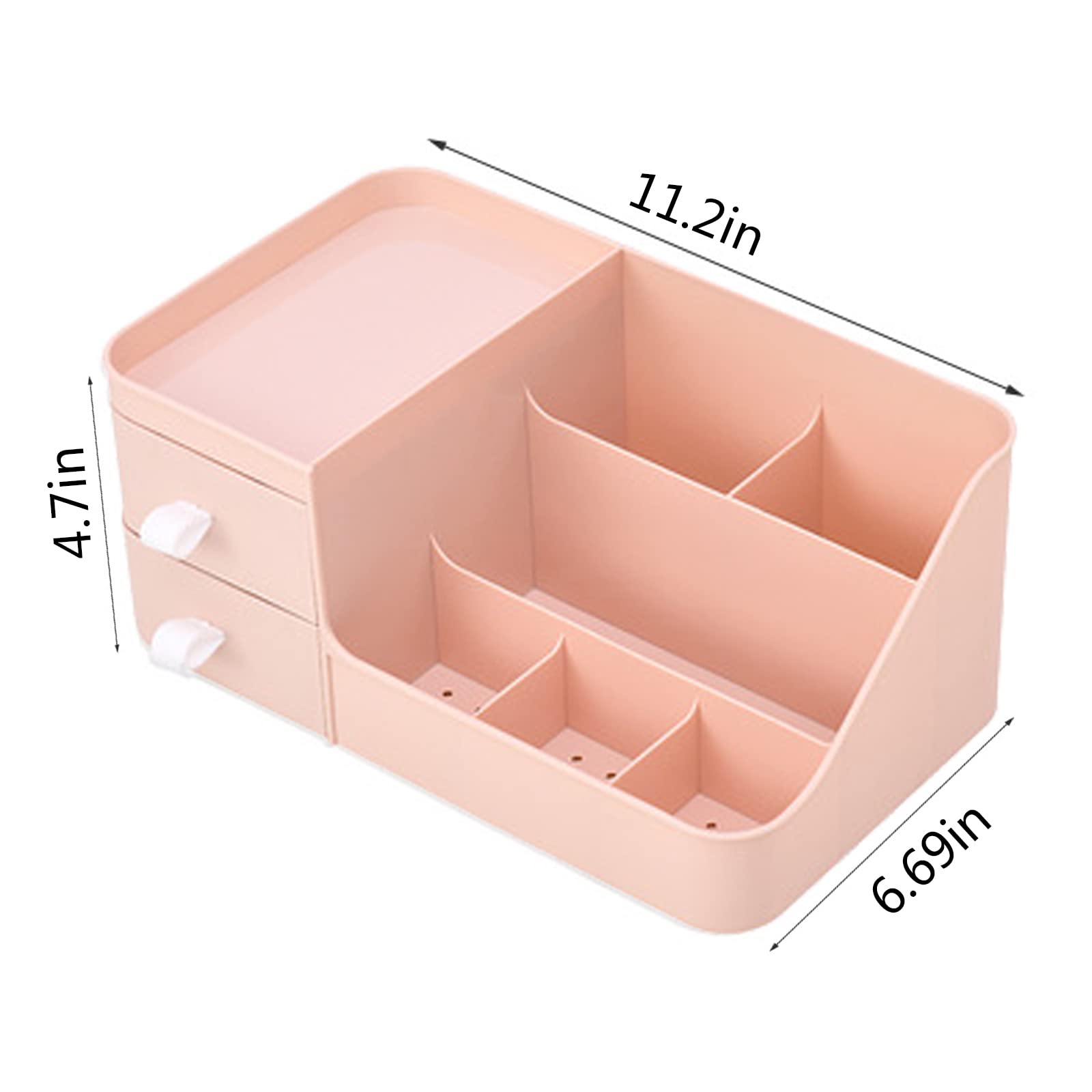 POFUOT Skin Care Organizer - Makeup Vanity Countertop Organizer with Drawers, Brush Holder for Lipstick, Eyeshadow, Desktop (Pol