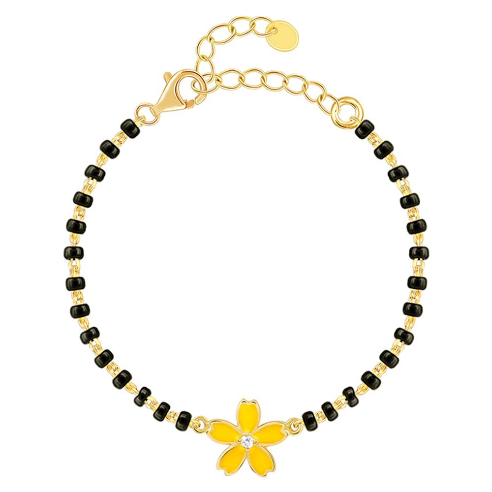 Giva 925 Silver Golden Yellow Flower KidS Bracelet, Adjustable | Gifts For Women And Girls | With Certificate Of Authenticity A