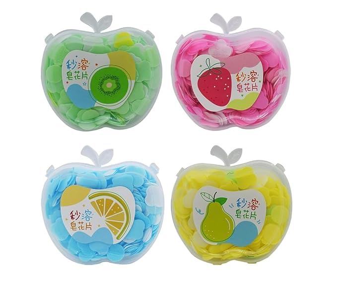 Fruit Scented Soap Flakes In Apple Shaped Box Bath Soap Petals For Hand Wash Bath Tub Travel Gift Decorative Soap For Home Hotel
