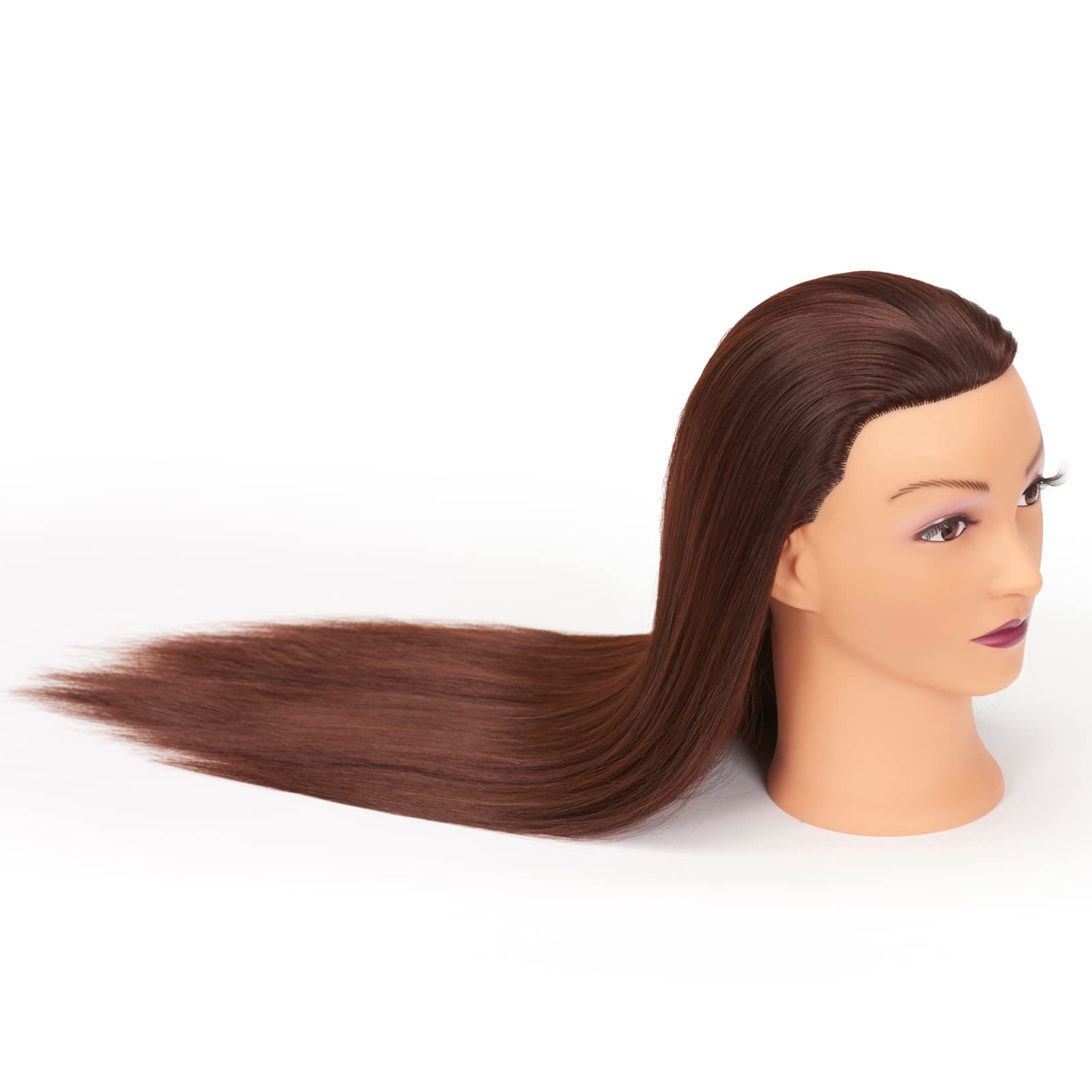 Mannequin Head 26''-28'' Synthetic Fiber Training Head Braiding Head Hair Styling Manikin Cosmetology Doll Head Hairdresser Trai