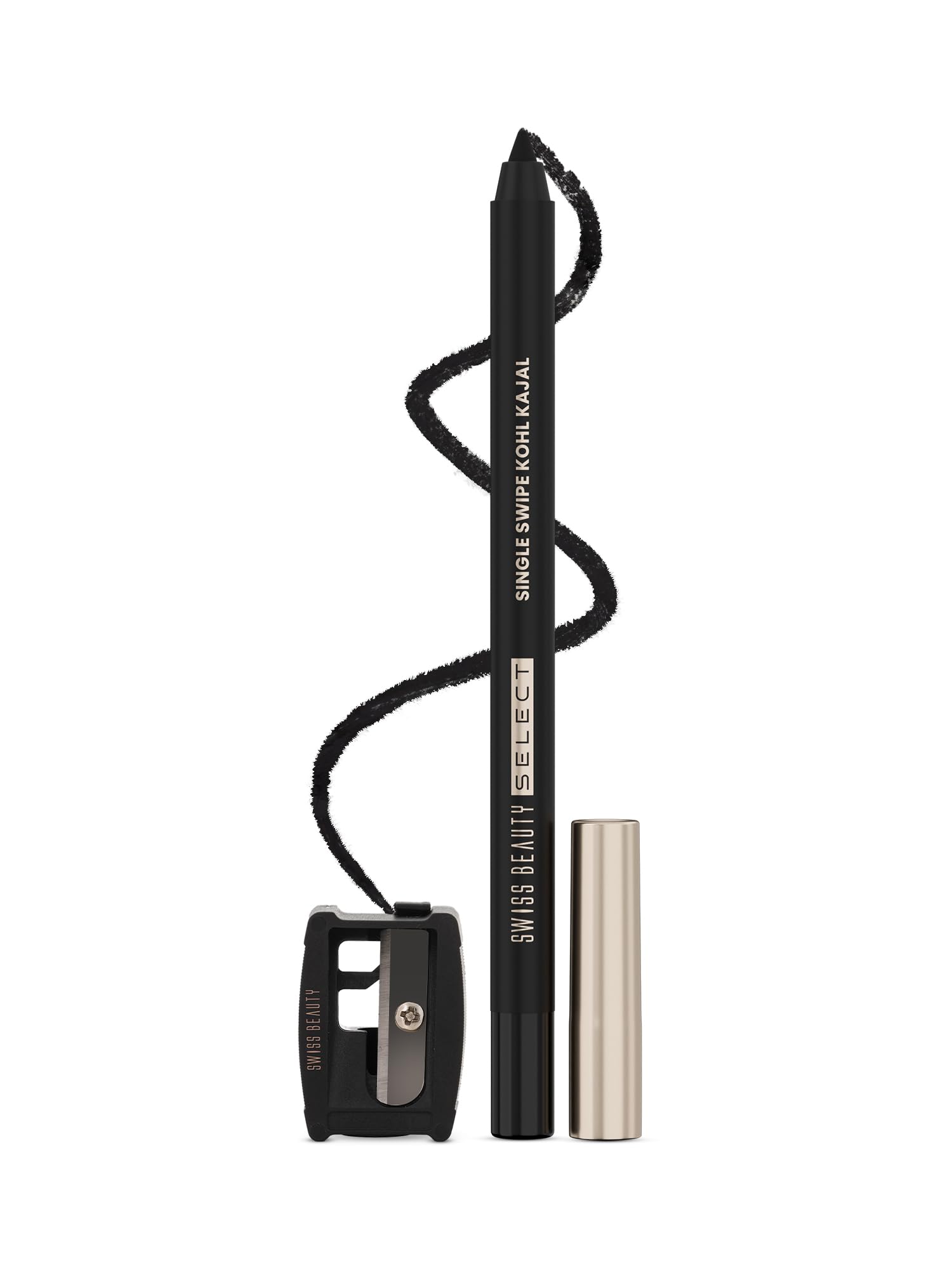 Swiss Beauty Select Single Swipe High Impact Kohl Cream Matte Kajal For Women | With In-Built Smudger | 16-Hour Stay | Shade, 1.