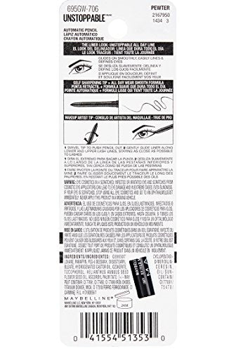 Maybelline Unstoppable Waterproof Mechanical Grey Eyeliner, Pewter, 1 Count
