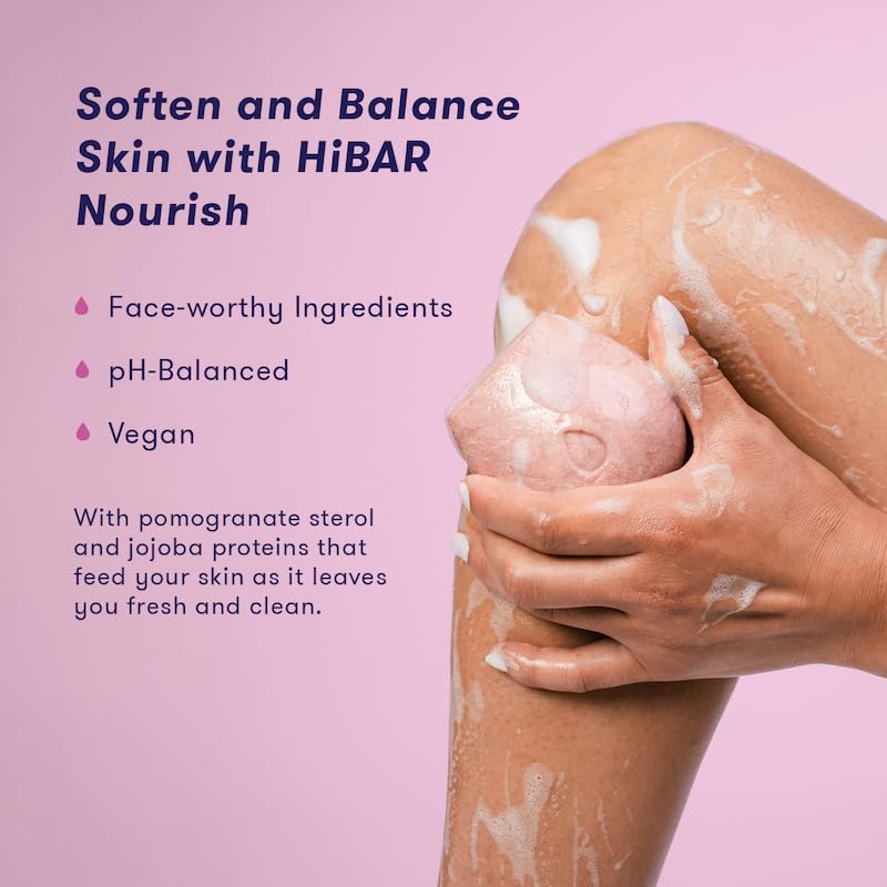 HIBAR - Nourish Solid Body Wash Bar - Replenish & Enrich - With Pomegranate Sterol & Jojoba Protein - Daily Use & Sensitive Skin