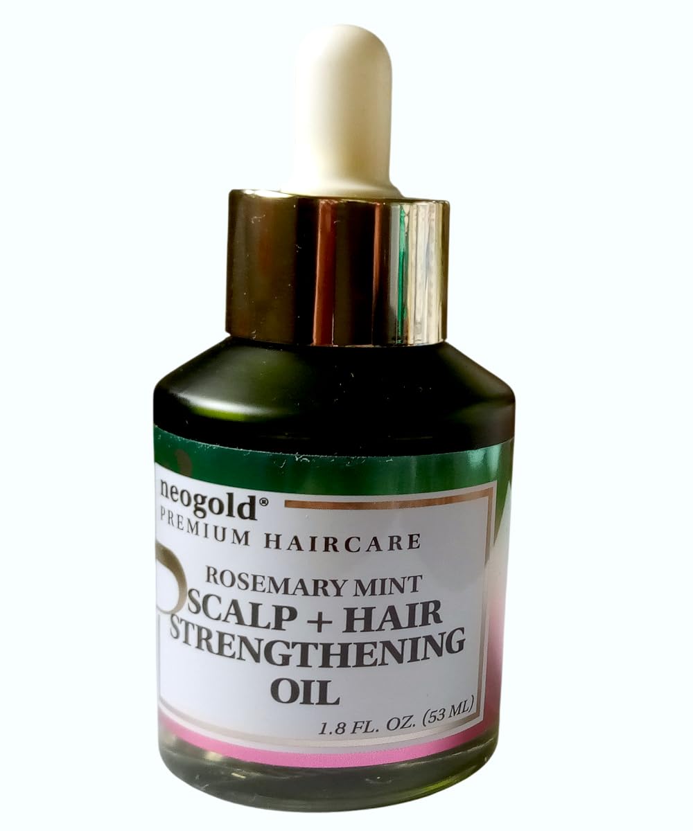 Neogold Rosemary Mint Hair & Scalp Oil with Biotin, Keratin & Botanical Oils, Hair Strengthening Treatment, 1.8 fl oz (53 ml)