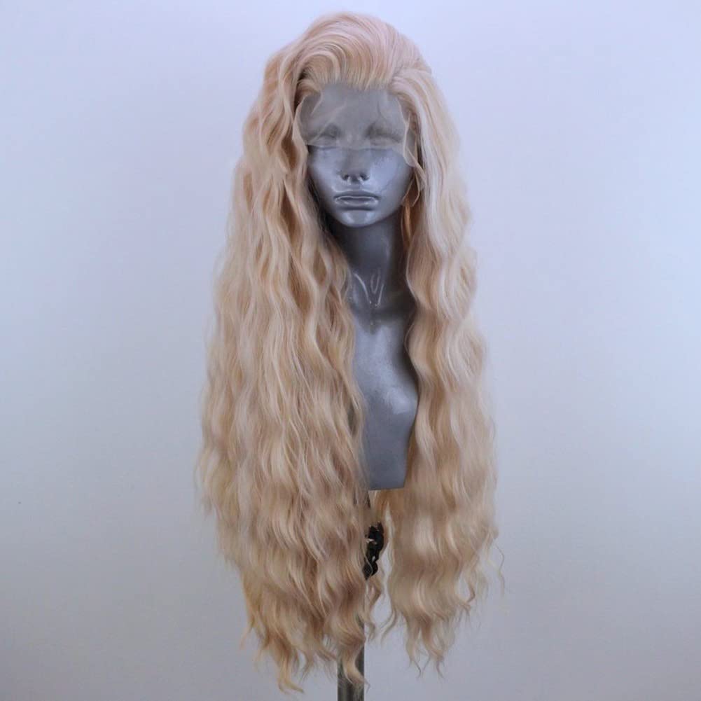 Wxhwcx Blonde Long Wavy Synthetic Lace Front Wig Middle Part Lace Wigs Synthetic Hair Wig For Women Daily Party Wig