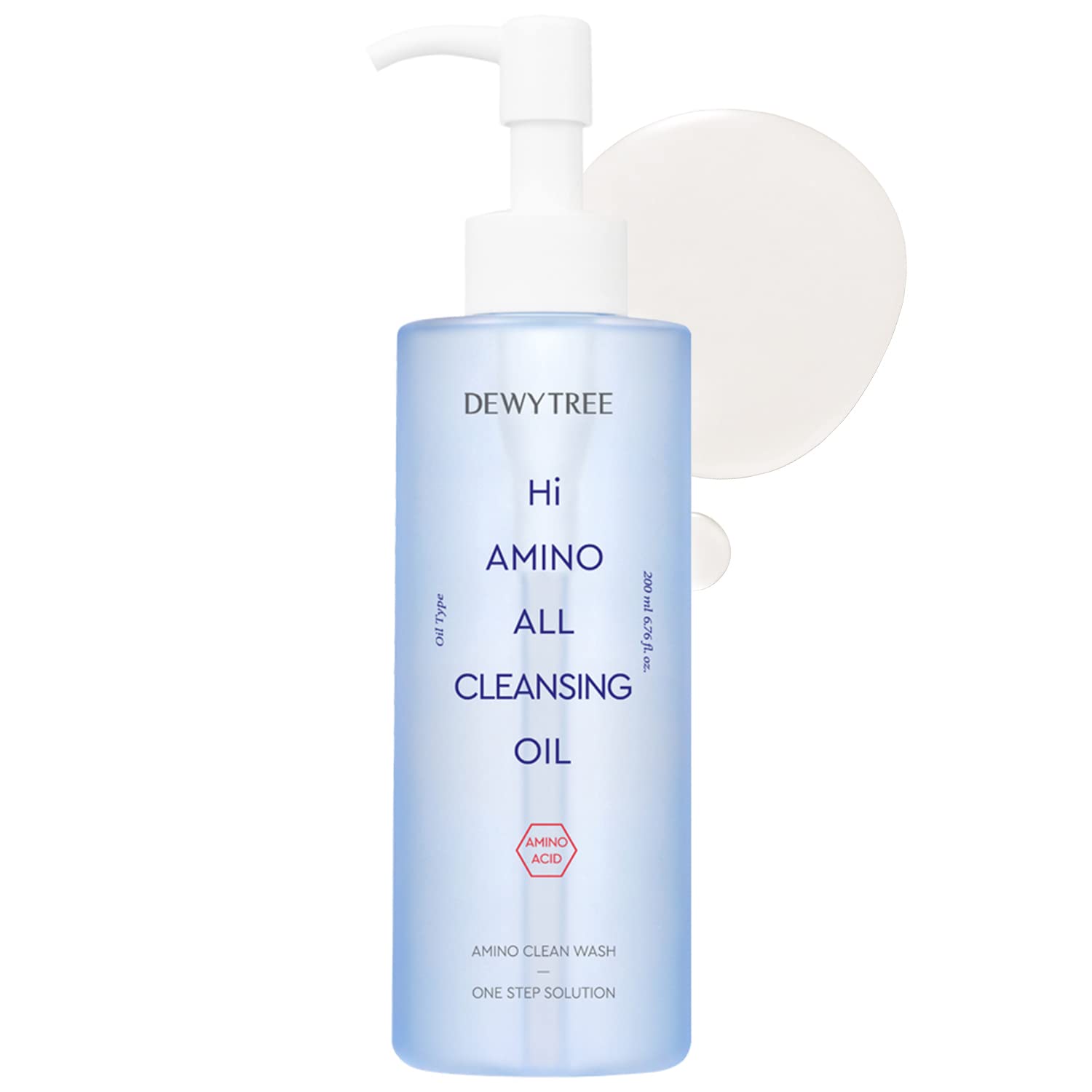 DEWYTREE Hi Amino All Cleansing Oil 6.76 fl. oz.| Korean Skin Care Oil Hydrating Cleanser & Makeup Remover | Deep Cleansing Oil 