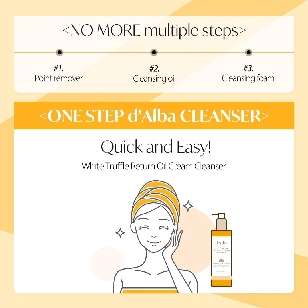 Dalba Italian White Truffle Return Oil Cream Cleanser, Vegan Skincare, Easy One Step Cleanser For Sebum & Makeup Removal, Hydrat