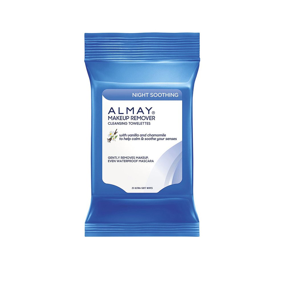 Almay Night Soothing Makeup Remover Cleansing Towelettes, Hypoallergenic, Cruelty Free, Oil Free, Fragrance Free, Ophthalmologis