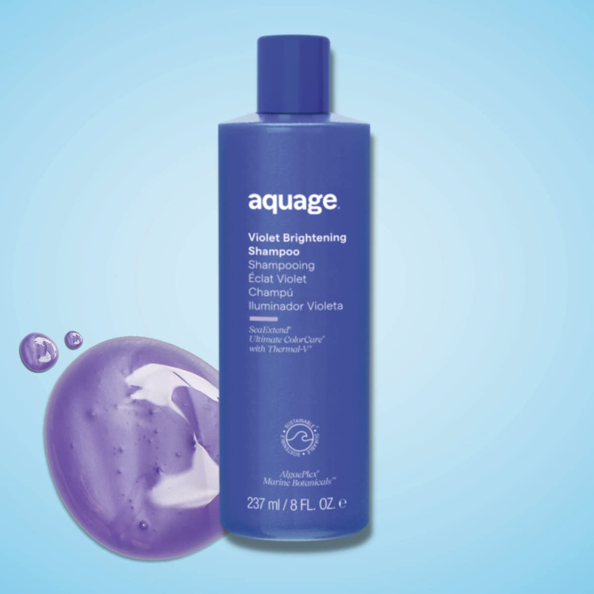 AQUAGE Violet Brightening Shampoo, Neutralizes Yellow or Brassy Tones on Color Treated Hair, 8 oz