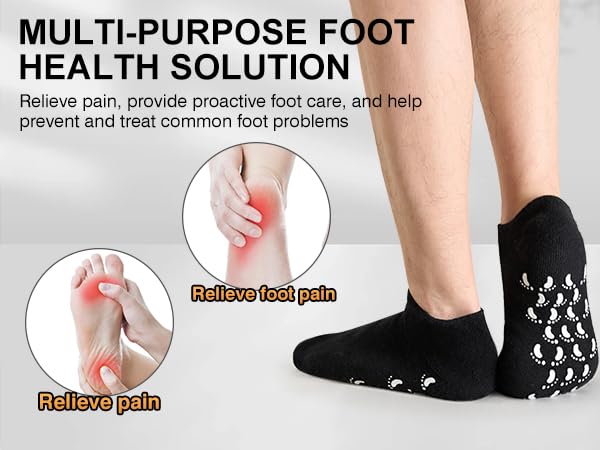 MoyRetty Moisturizing Silicone Socks for Men (Medium), Black, Ultimate Aloe-Infused Gel for Home Use (M-1pair)