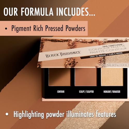 Black Radiance True Complexion Contour Palette, Light To Medium, 0.38 Ounce
