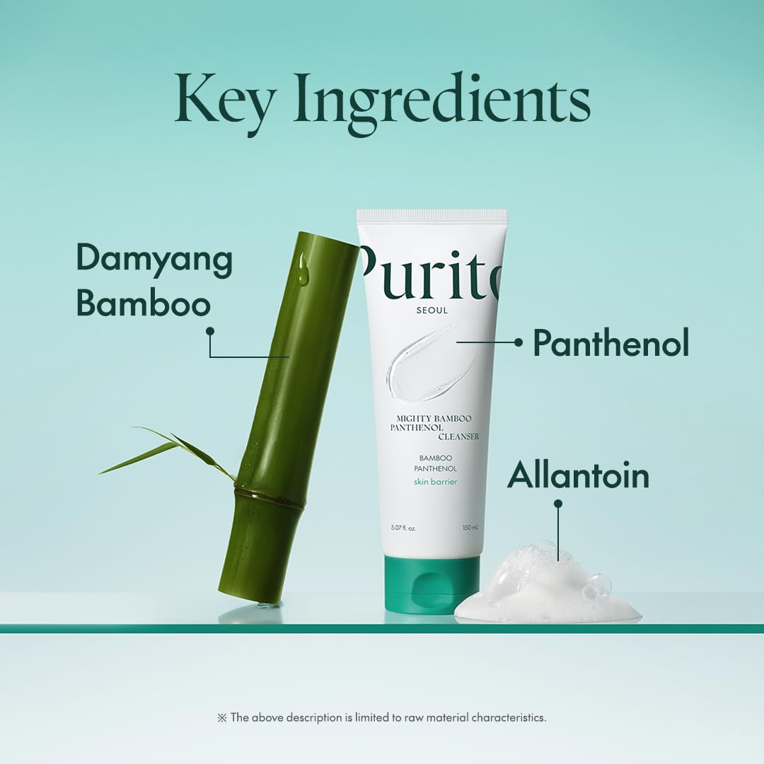 Purito Mighty Bamboo Panthenol Cleanser, Gentle Face Wash For Moisturizing, For Sensitive Skin, Vegan & Cruelty-Free Face Cleans