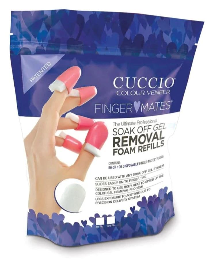 Cuccio Finger Mates Soak Off Gel Removal System - Fast & Efficient Gel Polish Remover with 10 Caps & Foams - Removes Gel & Glitt