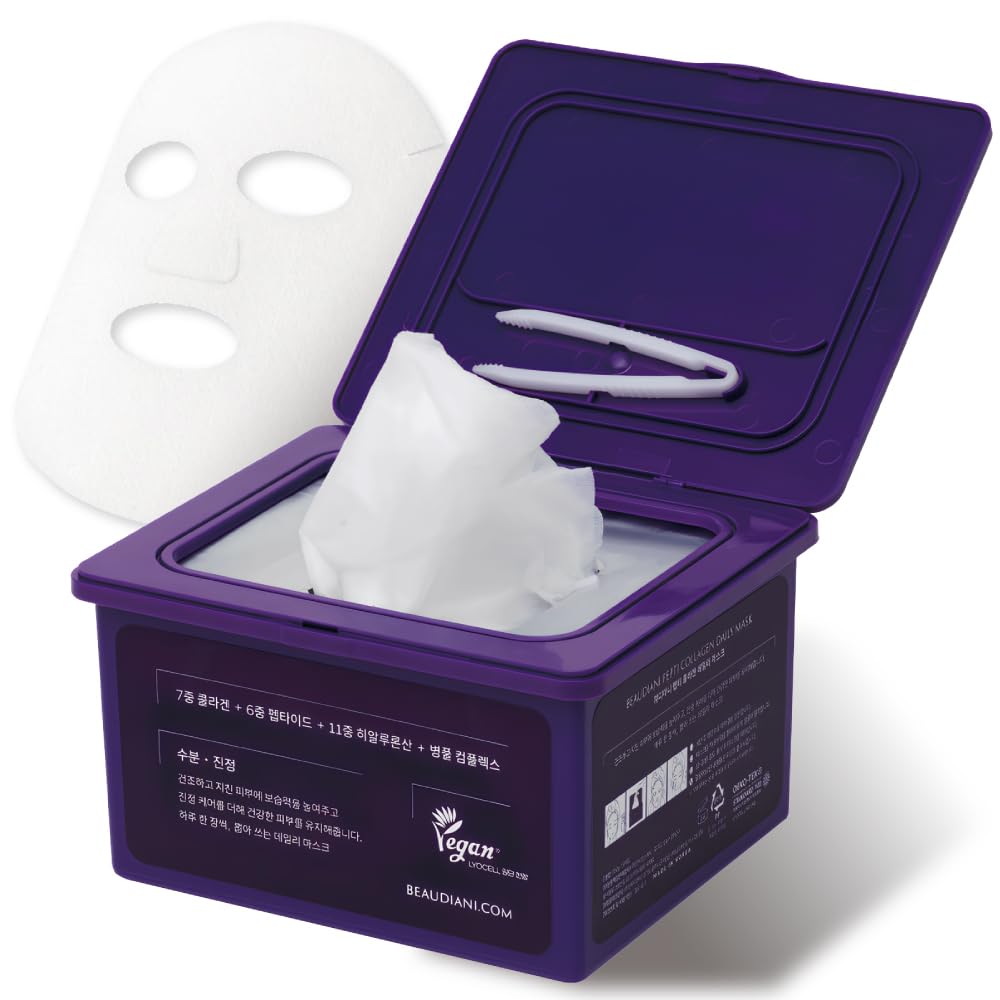 Beaudiani Pepti Collagen Daily Mask 31 Pcs, Pick And Quick Mask, Face Masks Bulk, Korean Skincare Masks, Overnight Collagen Mask