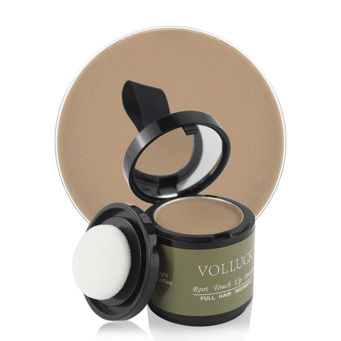 Volluck Root Touch Up Hair Shadow Powder For Women & Men - Light Coffee Shade, 0.35 Ounce, Concealer For Hairline, Bald Spots An