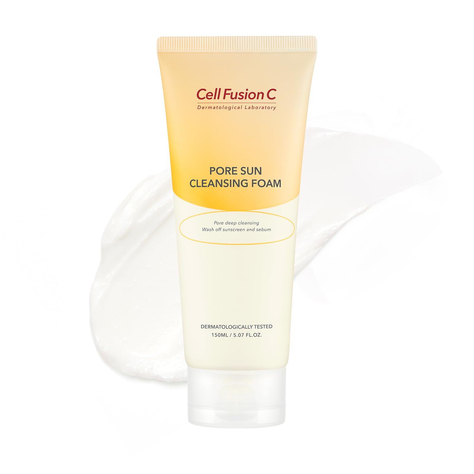 Cell Fusion C Pore Sun Cleansing Foam, Facial Cleanser, LHA & Linoleic Acid, Removes Blackheads, Face Wash for Sensitive Skin, 5
