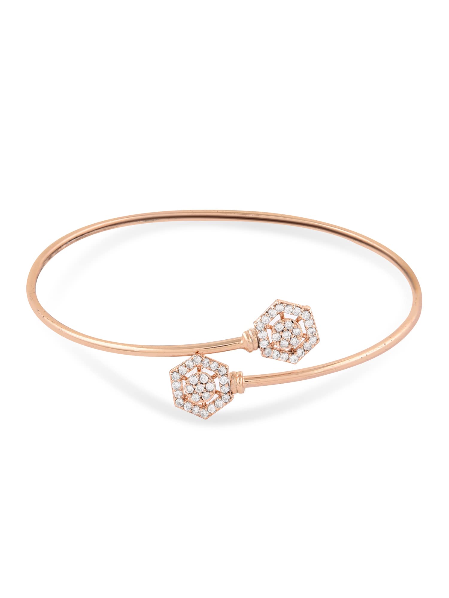 ZAVERI PEARLS Rose Gold Contemporary Cubic Zirconia Bangle Style Brass Kada For WomenZPFK10388