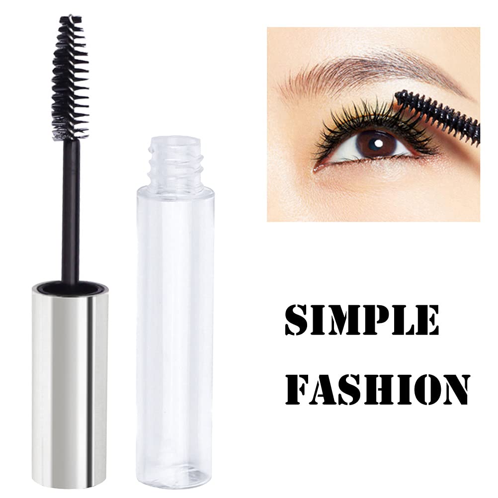 2Pcs 10Ml Empty Mascara Tube With Eyelash Wand,Silver Eyelash Cream Container Bottle With Funnels Transfer Pipettes For Applying