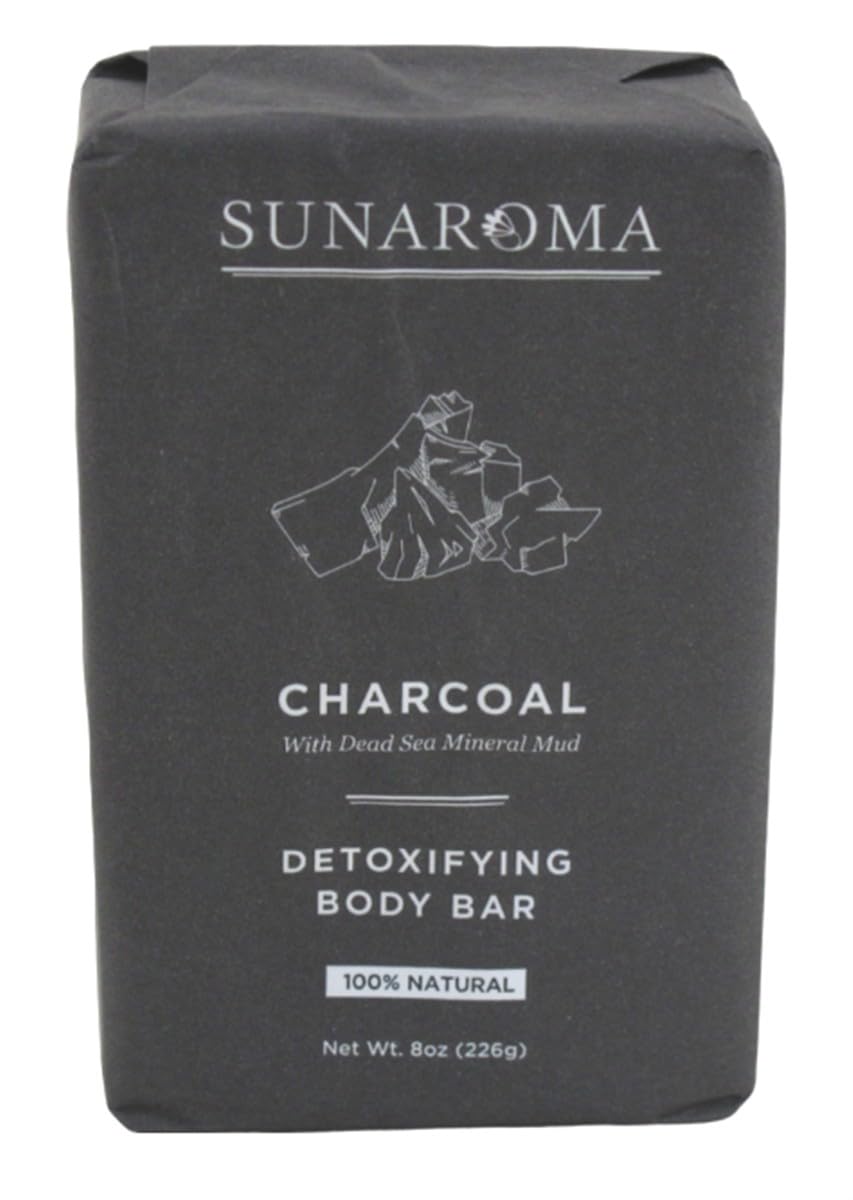 SUNAROMA Soap Bar Charcoal Dead Sea Mineral Mud 8 Ounce (Pack of 3)