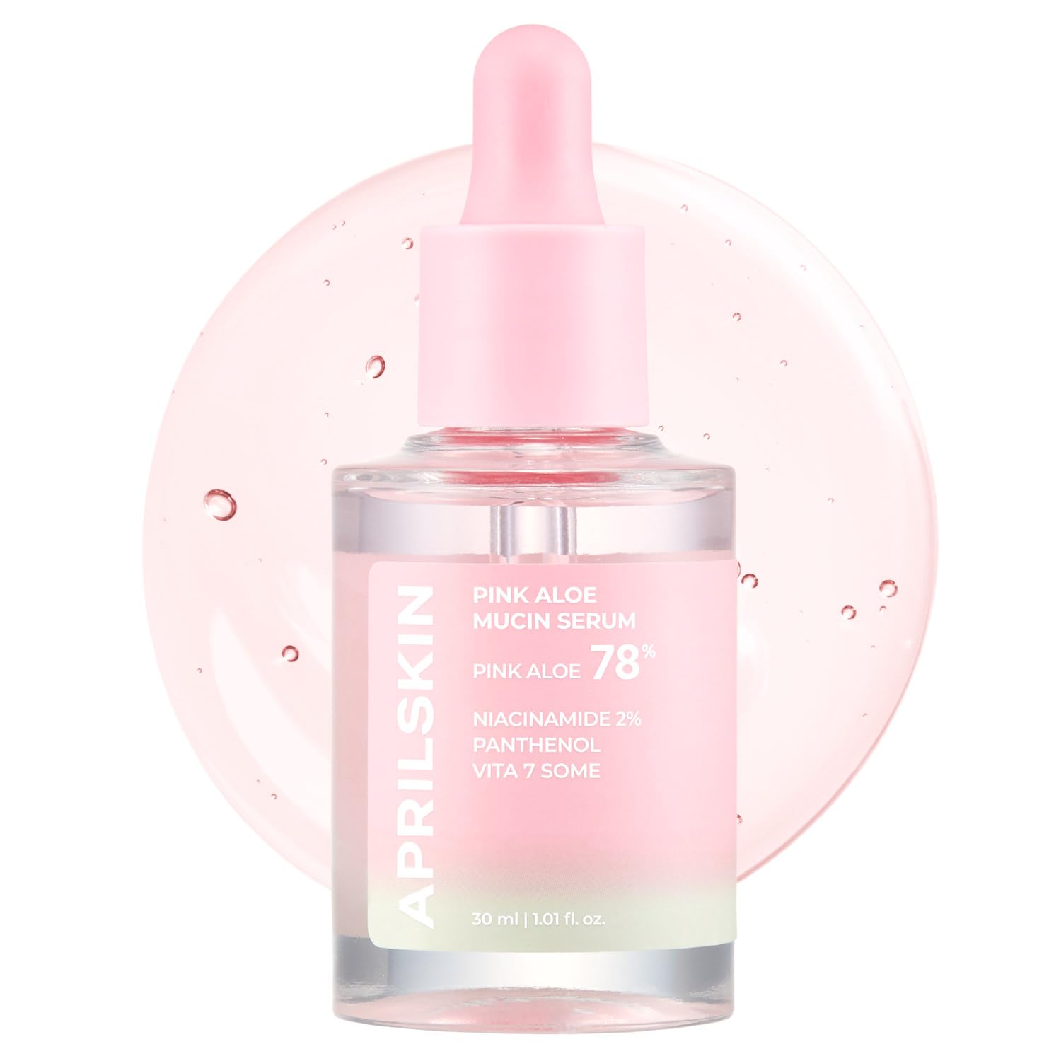 Aprilskin Pink Aloe Mucin Serum 1.01 Fl.Oz (30Ml) Hydrating 78% Jeju Aloe Mucin Formula With Non-Sticky Finish For A Glass Glow