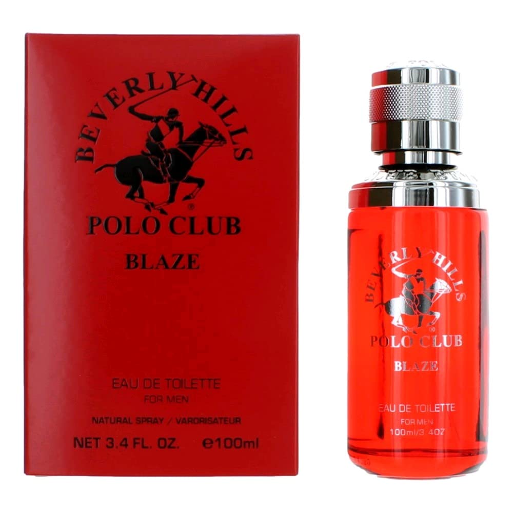 Beverly Hills Polo Club BLAZE Cologne for Men - Cedar & Basil Scent - Eau De Toilette 3.4 Fl Oz