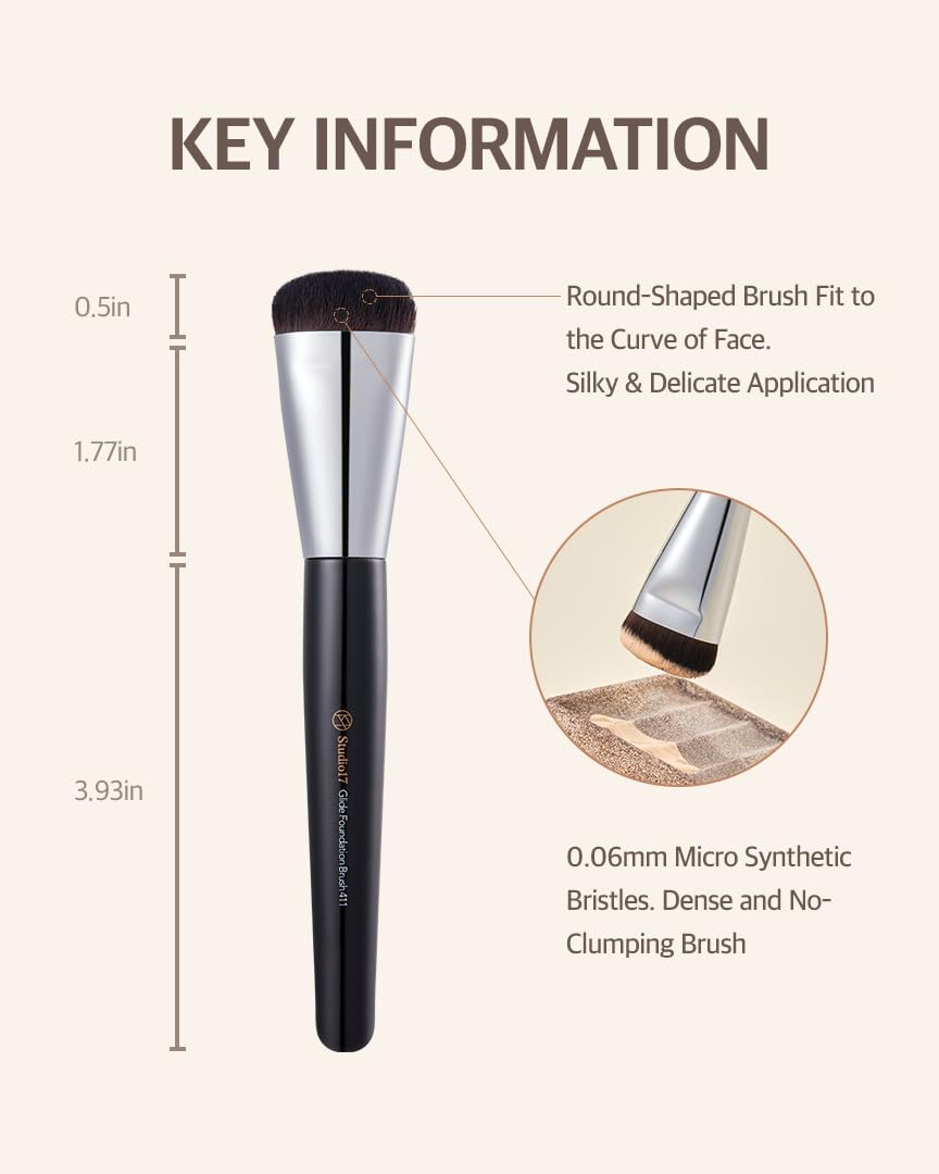 Studio17 Flat Foundation Brush For Liquid Makeup | Liquid Foundation Brush With Flat Top | Korean Makeup Brush With Super Micro