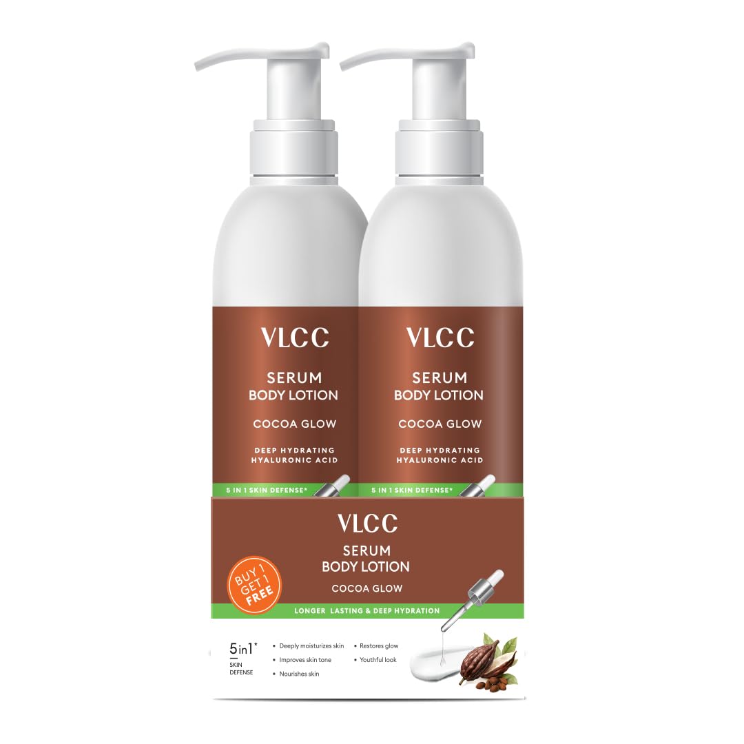 Vlcc Cocoa Glow Deep Hydrating Serum Body Lotion - 300Ml+ 300Ml Pack | | With Hyaluronic Acid, Cocoa Butter & Niacinamide | 5-In