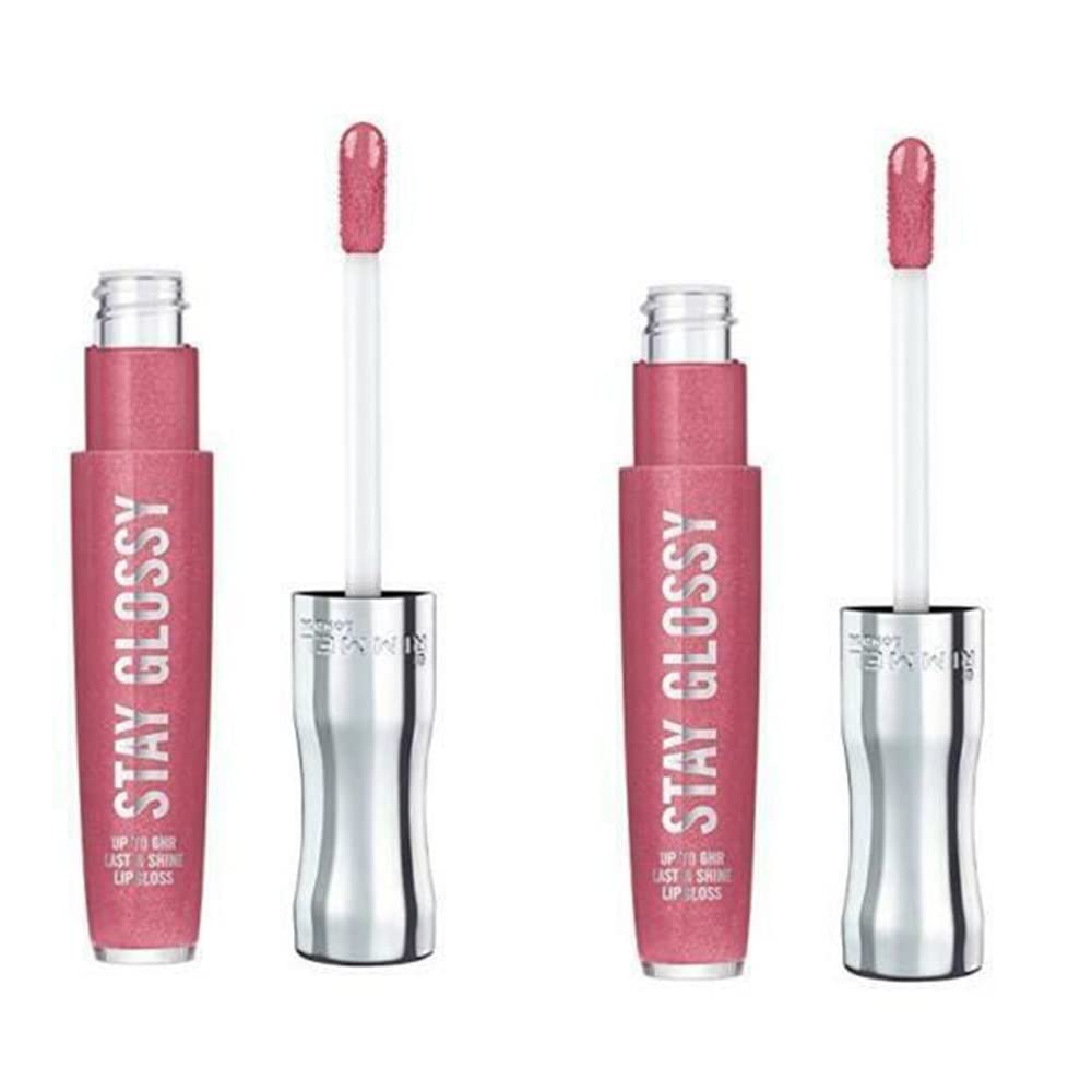 Pack Of 2 Rimmel Stay Glossy 6Hr Lip Gloss, Stay My Rose # 160