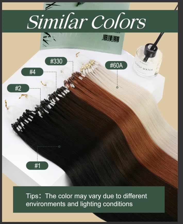 Ugeat Micro Loop Hair Extensions Real Human Hair Dark Brown Microbead Extensions Real Human Hair Silky Straight Micro Ring Human
