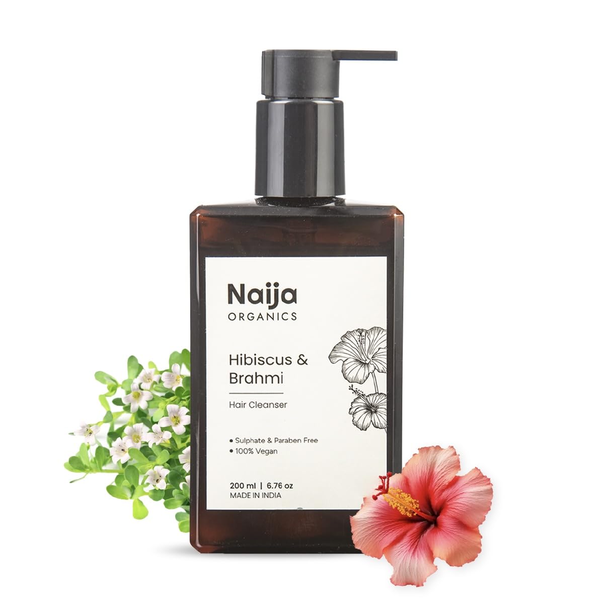Naija Organics Anti Hairfall Organic Shampoo | Ecocert Certified Natural Hair Cleanser | Hibiscus & Brahmi For Hair Growth | Sul