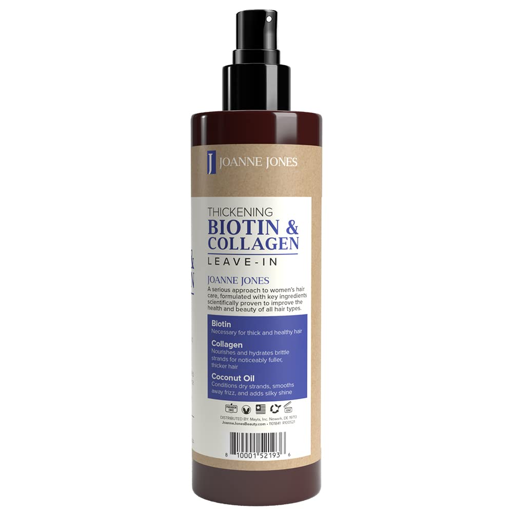 Joanne Jones Thickening Biotin & Collagen Leave-In Conditioner, 8-Fl Oz Spray Bottle, Boost Moisture And Shine For All Hair Type