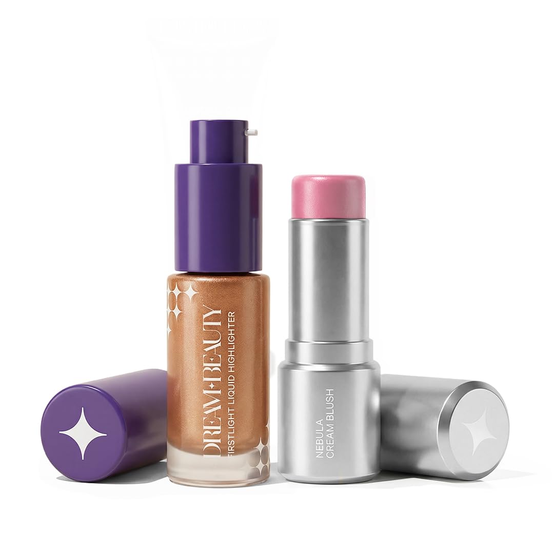 Dream Beauty Blush + Highlighter Combo  Cream Blush & Liquid Highlighter Duo For Natural Glow | Weightless, Blendable, NonStic