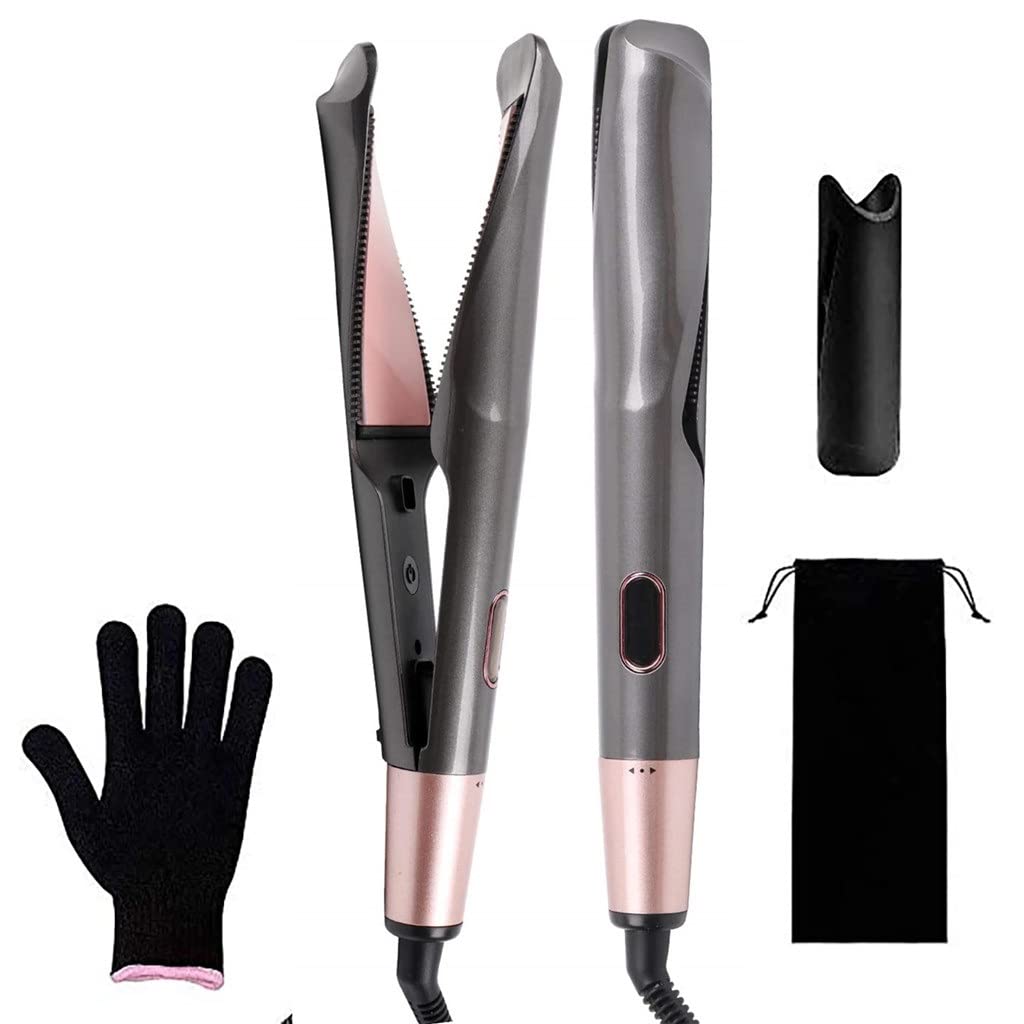 QOPCBCGN Professional 2 in 1 Hair Curling & Straightening Iron Straightener Curler Wet & Dry Flat Styler Tools
