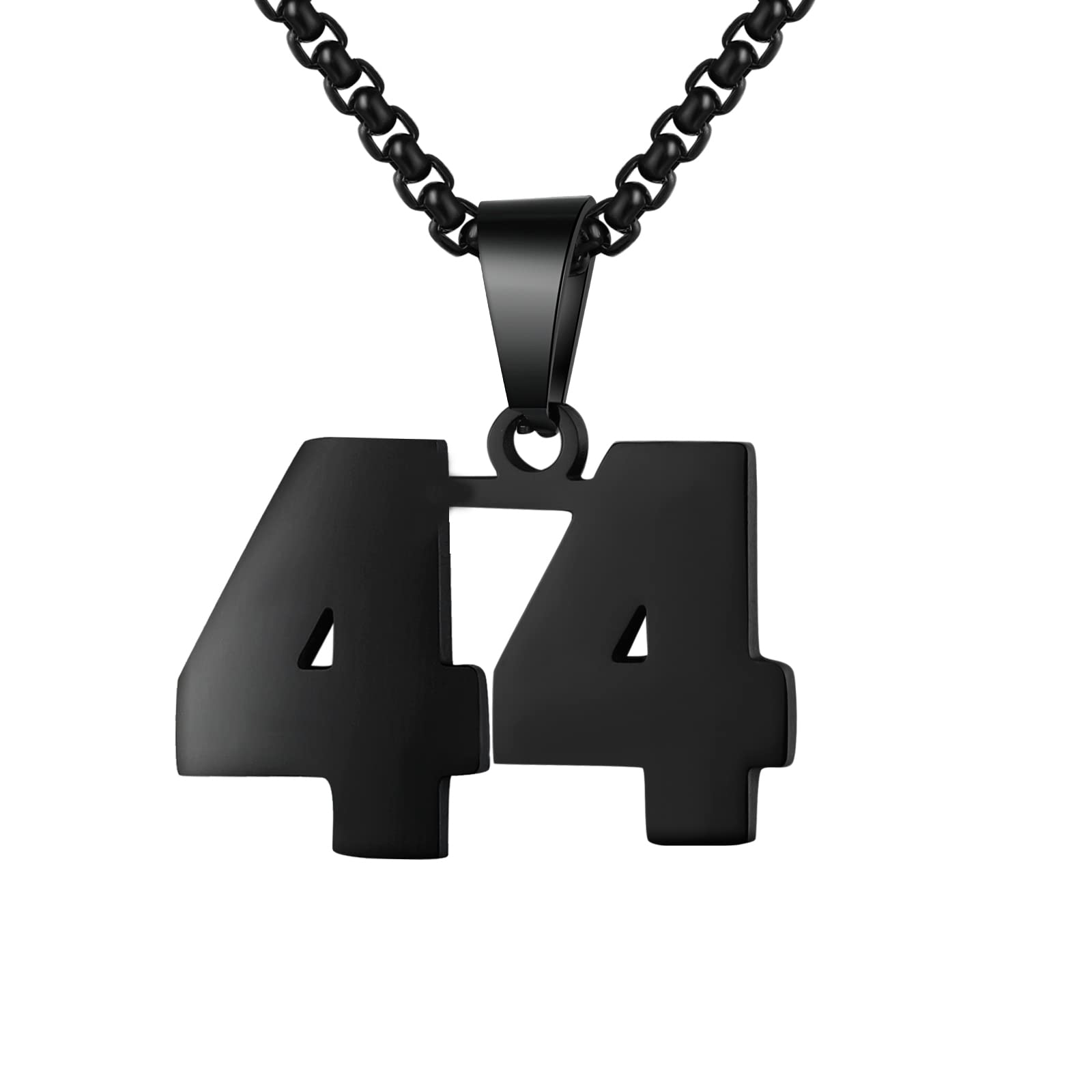 Number Necklaces Personalized Necklaces Black Initial Number Pendant Stainless Steel Chain Movement Necklaces for Men Women (44)