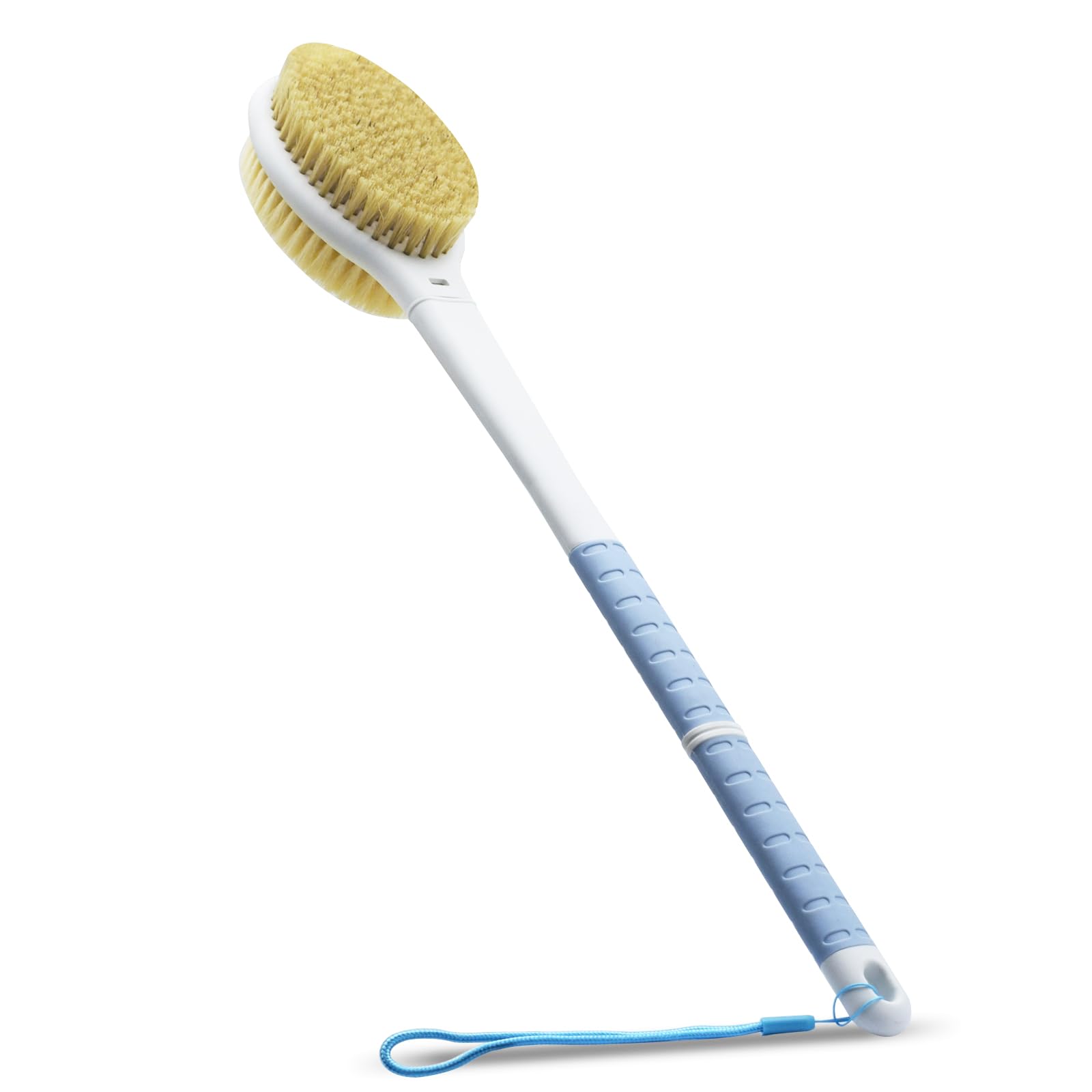 Shower Brush With Soft And Stiff Bristles,17.5'' Long Handle Dual-Sided Back Scrubber Bath Brush Body Exfoliator For Wet Or Dry