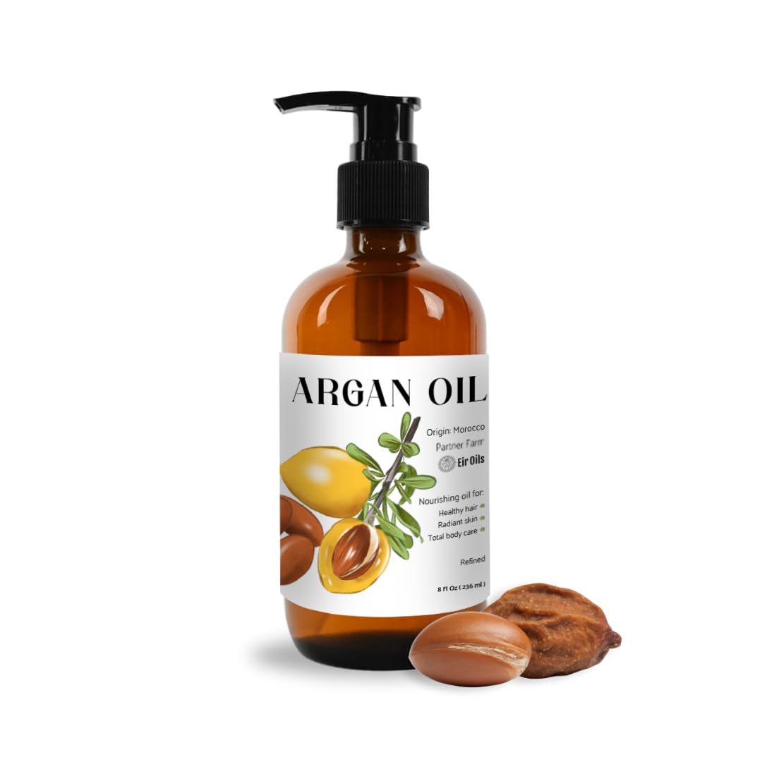 Nature Packaged Argan Oil for Hair Growth Oil 8oz (Aceite de Argan)  100% Pure Cold Pressed Moroccan Oil with Pump  Suitable f