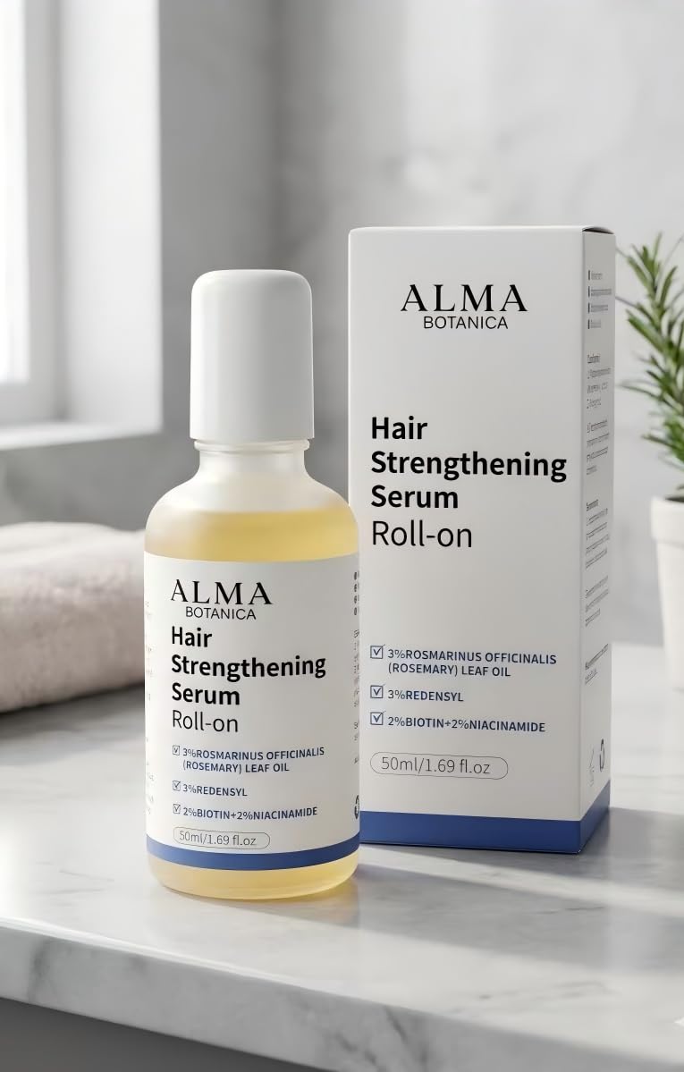 ALMA BOTANICA Hair Strengthening Serum Rollon  Advanced Scalp Nourishing Treatment with 3% Rosemary Oil, 3% Redensyl, 2% Bioti