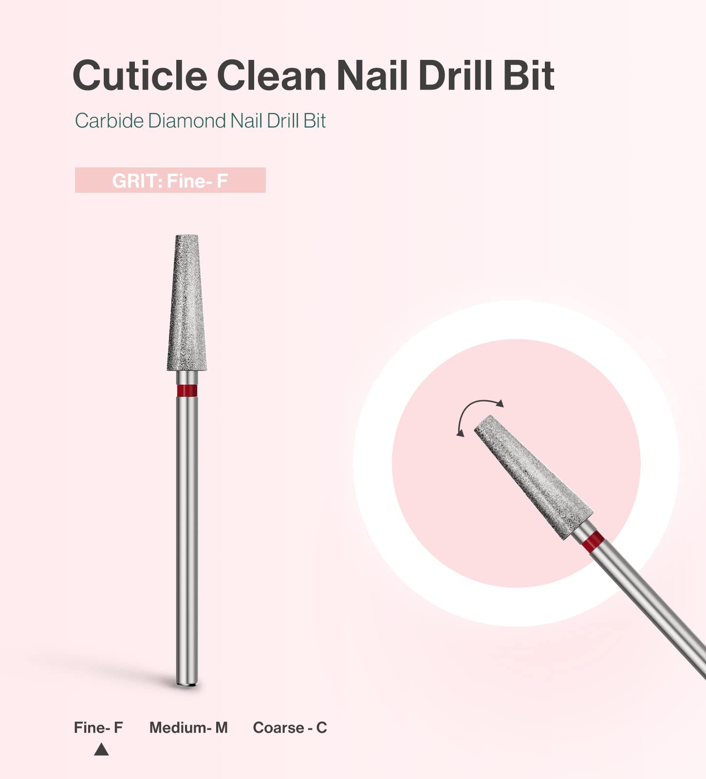 Melodysusie 4Mm Long Tapered Barrel Cuticle Clean Nail Drill Bit 3/32'', Professional Safety Carbide Diamond Under Nail Cleaner
