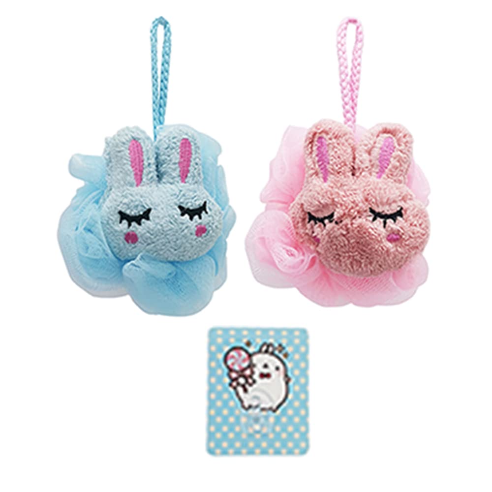 Anime Beauty Sponges Cute Bath Sponges For Women Large Luffa Sponges Cartoon Shower Ball Loofah With Handle Beauty Bathing Acces