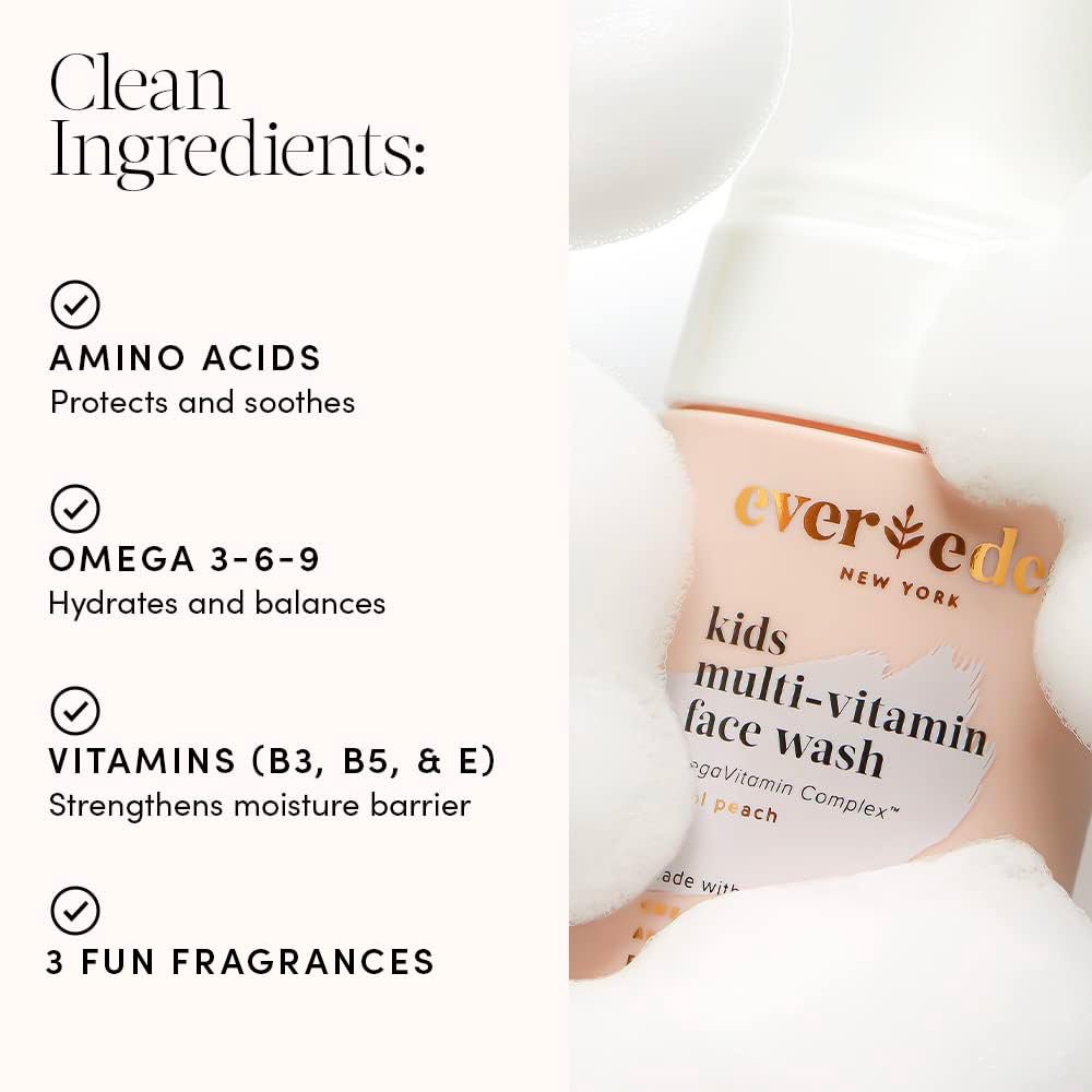 Evereden Kids Face Wash: Melon Juice, 3.4 Fl Oz. | Plant Based And Gentle Skin Care | Clean And Non-Toxic Face Wash | Multi-Vita