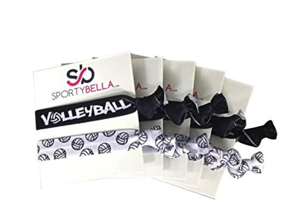 Volleyball Hair Accessories, Volleyball Hair Ties 5pk, No Crease Volleyball Hair Elastics Set, Volleyball Party Favors