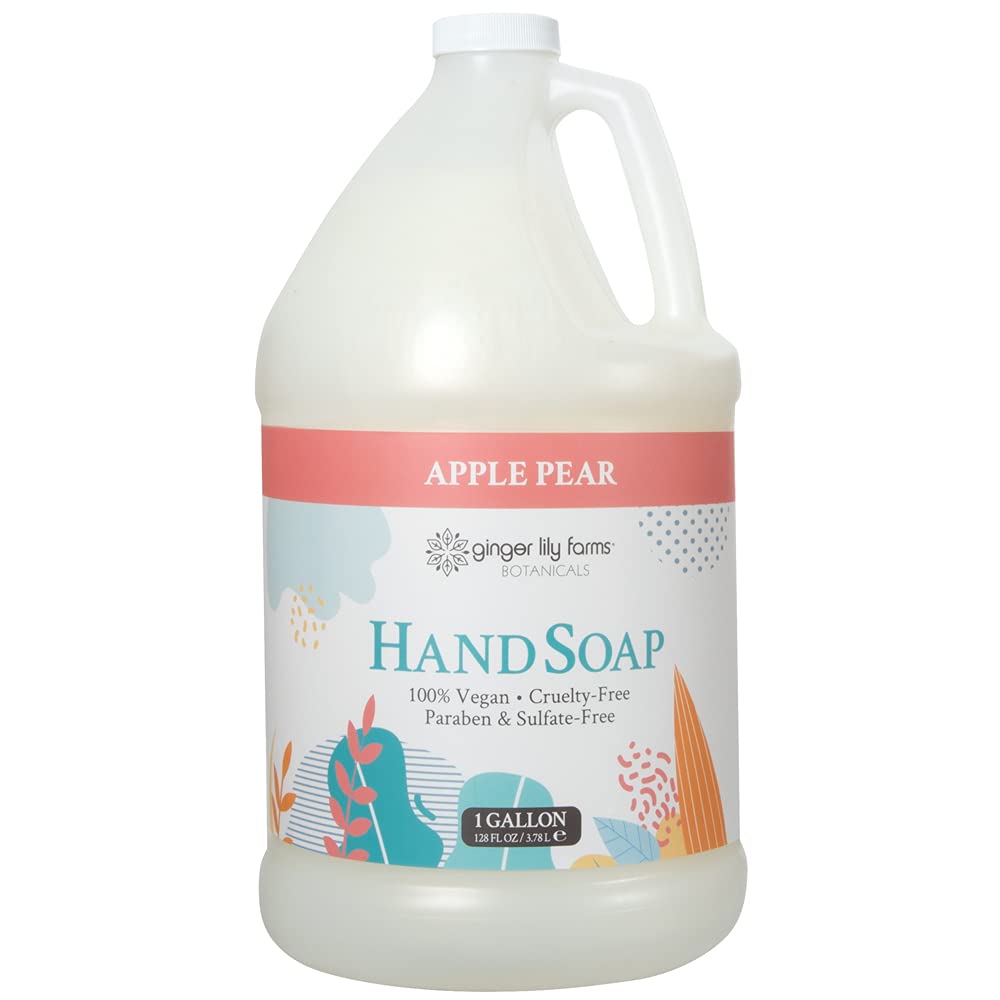 ginger Lily Farms Botanicals All-Purpose Liquid Hand Soap Refill, 100% Vegan & cruelty-Free, Apple Pear Scent, 1 gallon (Pack of