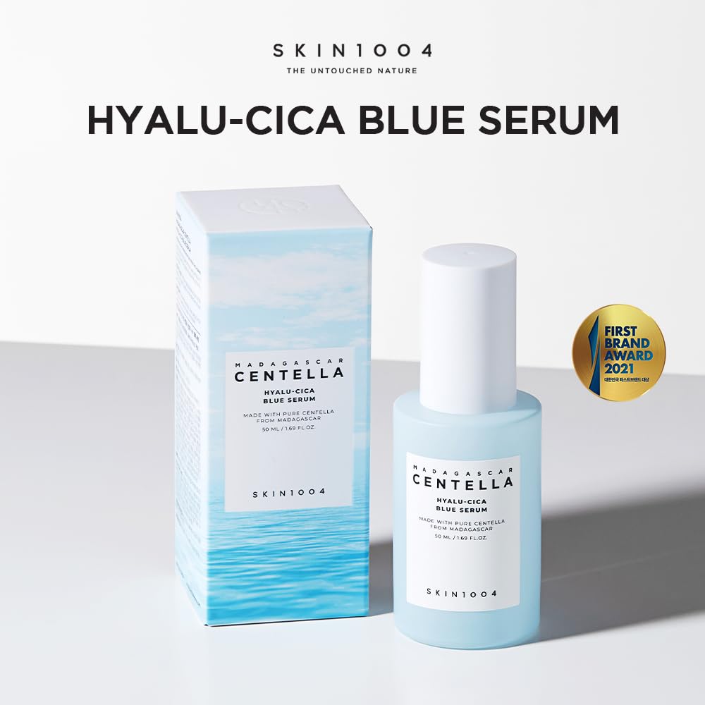 SKIN1004 Hyalu-CICA Blue Serum 1.69 fl.oz, 50ml, 5 Layer Hyaluronic Acid Cica Niacinamide, Hydrating and Refreshing Multi-Care S