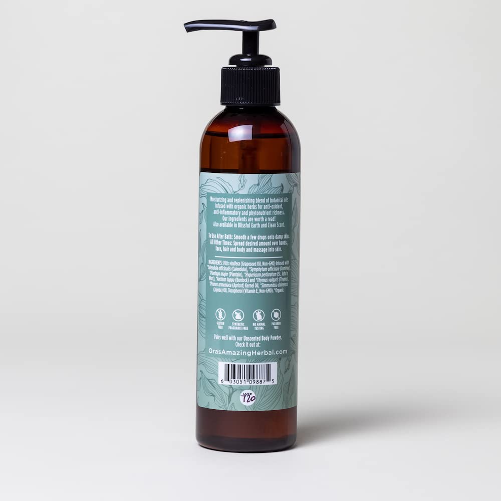 Ora'S Amazing Herbal Unscented Body Oil, Fragrance Free Massage Oil With Pump, Moisturizing Body Oils For Men And Women, Herbal
