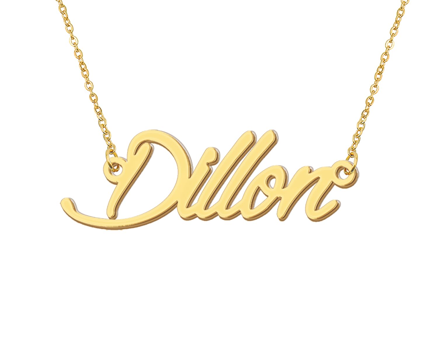Aoloshow 18k Gold Plated Dillon Name Pendant Necklace Stainless Steel Mens Nameplate Jewelry for Valentines Day