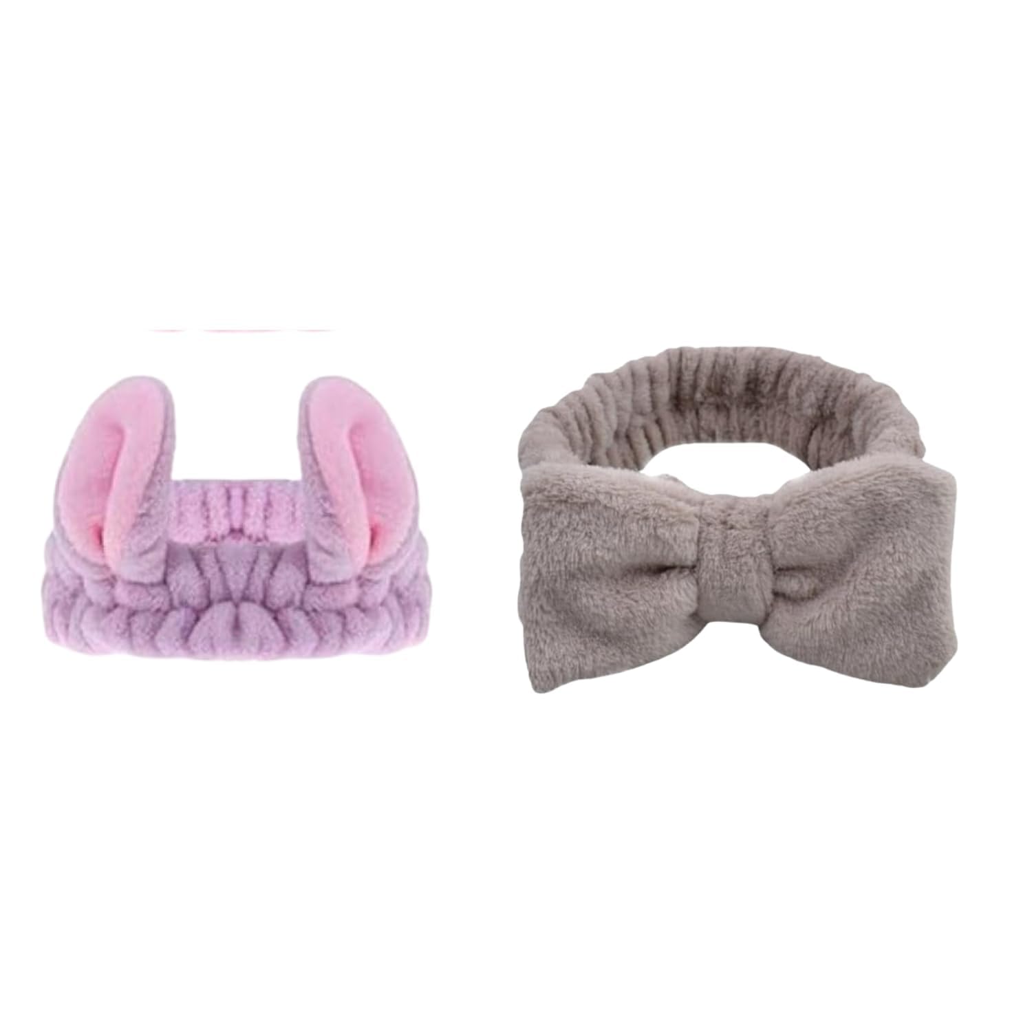 Fizloz Soft Spa Headband For Women, Bow Ear Makeup Headband, Stretchable Face Wash Hair Band For Skincare, Spa, Yoga & Bath (Non